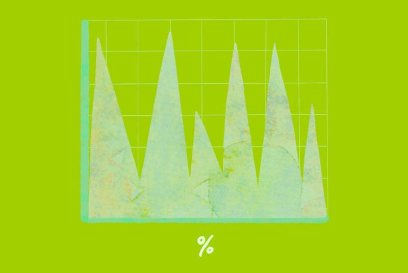 A conceptual image of APY, showing a chart changing over time.